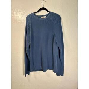J Crew Sweater Mens 2XL Blue Cotton Ribbed Crewneck Heritage Fisherman Cabin‎